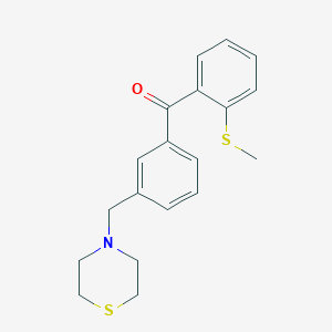 B1325741 2-Thiomethyl-3'-thiomorpholinomethyl benzophenone CAS No. 898762-96-4