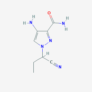 molecular formula C8H11N5O B13257456 4-Amino-1-(1-cyanopropyl)-1H-pyrazole-3-carboxamide 