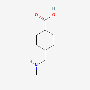 molecular formula C9H17NO2 B13257494 trans-4-Methylaminomethyl-cyclohexanecarboxylic acid 