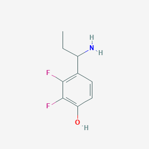 molecular formula C9H11F2NO B13257691 4-(1-Aminopropyl)-2,3-difluorophenol 