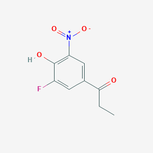 molecular formula C9H8FNO4 B13257741 1-(3-Fluoro-4-hydroxy-5-nitrophenyl)propan-1-one 