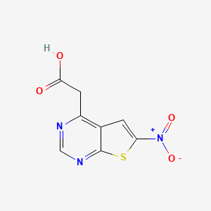 molecular formula C8H5N3O4S B13257872 2-{6-Nitrothieno[2,3-d]pyrimidin-4-yl}acetic acid 