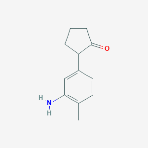 molecular formula C12H15NO B13258336 2-(3-Amino-4-methylphenyl)cyclopentan-1-one 