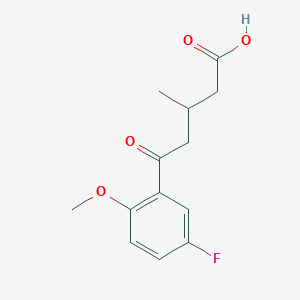 molecular formula C13H15FO4 B1325850 5-(5-氟-2-甲氧基苯基)-3-甲基-5-氧代戊酸 CAS No. 951885-39-5