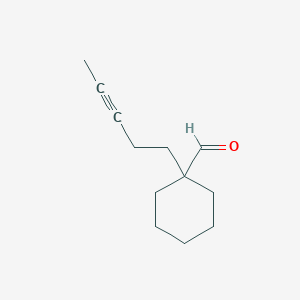 1-(Pent-3-yn-1-yl)cyclohexane-1-carbaldehyde