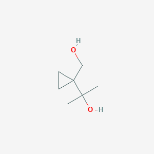 molecular formula C7H14O2 B13258674 2-[1-(Hydroxymethyl)cyclopropyl]propan-2-ol 