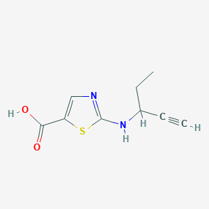 molecular formula C9H10N2O2S B13258703 2-[(Pent-1-yn-3-yl)amino]-1,3-thiazole-5-carboxylic acid 