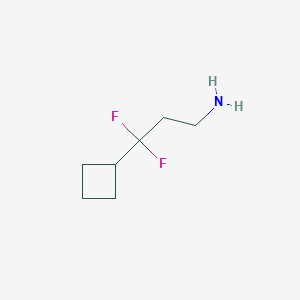 molecular formula C7H13F2N B13258906 3-Cyclobutyl-3,3-difluoropropan-1-amine 