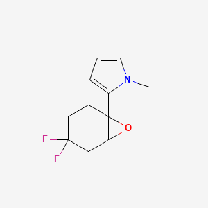 molecular formula C11H13F2NO B13258982 2-{4,4-difluoro-7-oxabicyclo[4.1.0]heptan-1-yl}-1-methyl-1H-pyrrole 