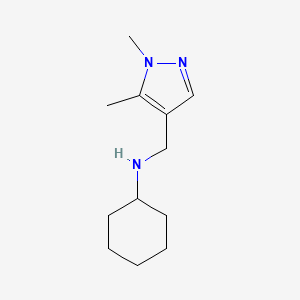 molecular formula C12H21N3 B13259032 N-[(1,5-Dimethyl-1H-pyrazol-4-yl)methyl]cyclohexanamine 