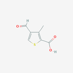 molecular formula C7H6O3S B13259049 4-Formyl-3-methylthiophene-2-carboxylic acid 