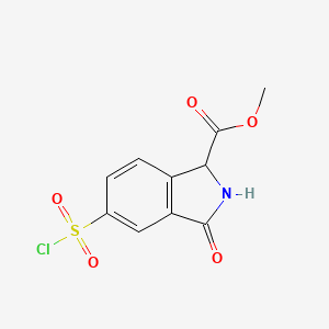 molecular formula C10H8ClNO5S B13259076 Methyl 5-(chlorosulfonyl)-3-oxo-2,3-dihydro-1H-isoindole-1-carboxylate 