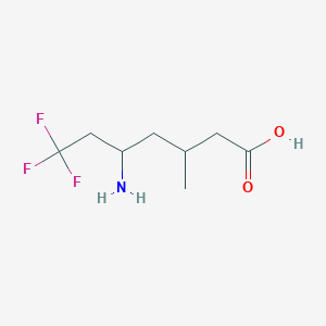 molecular formula C8H14F3NO2 B13259181 5-Amino-7,7,7-trifluoro-3-methylheptanoic acid 