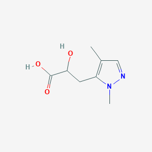 molecular formula C8H12N2O3 B13259276 3-(1,4-Dimethyl-1H-pyrazol-5-yl)-2-hydroxypropanoic acid 