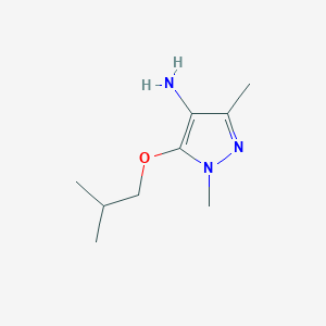 molecular formula C9H17N3O B13259302 1,3-Dimethyl-5-(2-methylpropoxy)-1H-pyrazol-4-amine 