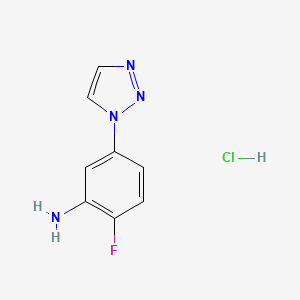 molecular formula C8H8ClFN4 B13259313 2-fluoro-5-(1H-1,2,3-triazol-1-yl)aniline hydrochloride 