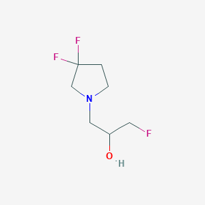 molecular formula C7H12F3NO B13259332 1-(3,3-Difluoropyrrolidin-1-yl)-3-fluoropropan-2-ol 