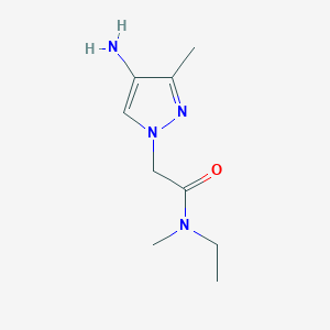 molecular formula C9H16N4O B13259404 2-(4-Amino-3-methyl-1H-pyrazol-1-YL)-N-ethyl-N-methylacetamide 