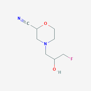 molecular formula C8H13FN2O2 B13259442 4-(3-Fluoro-2-hydroxypropyl)morpholine-2-carbonitrile 