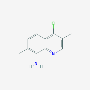 molecular formula C11H11ClN2 B13259630 4-Chloro-3,7-dimethylquinolin-8-amine 