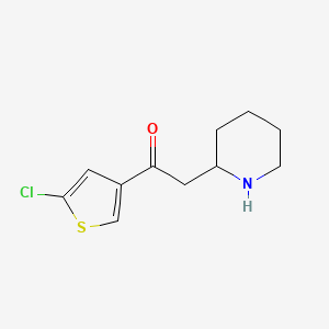 molecular formula C11H14ClNOS B13259669 1-(5-Chlorothiophen-3-yl)-2-(piperidin-2-yl)ethan-1-one 