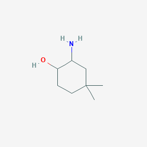 molecular formula C8H17NO B13259686 2-Amino-4,4-dimethylcyclohexan-1-ol 