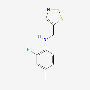 molecular formula C11H11FN2S B13259687 2-Fluoro-4-methyl-N-(thiazol-5-ylmethyl)aniline 