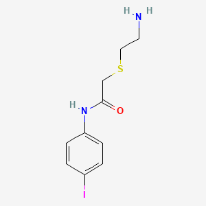 molecular formula C10H13IN2OS B13259718 2-[(2-Aminoethyl)sulfanyl]-N-(4-iodophenyl)acetamide 