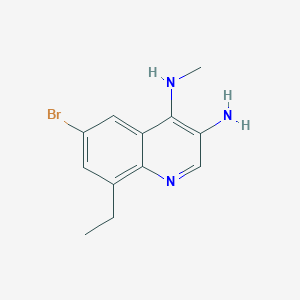 molecular formula C12H14BrN3 B13259795 6-Bromo-8-ethyl-N4-methylquinoline-3,4-diamine 