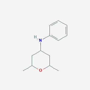 molecular formula C13H19NO B13259878 2,6-Dimethyl-N-phenyloxan-4-amine 