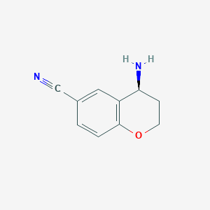 molecular formula C10H10N2O B13259890 (4S)-4-Amino-3,4-dihydro-2H-1-benzopyran-6-carbonitrile 