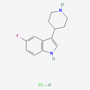 molecular formula C13H16ClFN2 B13259916 5-Fluoro-3-(piperidin-4-yl)-1H-indole hydrochloride CAS No. 180411-57-8