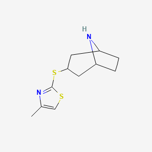 molecular formula C11H16N2S2 B13260039 3-[(4-Methyl-1,3-thiazol-2-yl)sulfanyl]-8-azabicyclo[3.2.1]octane 