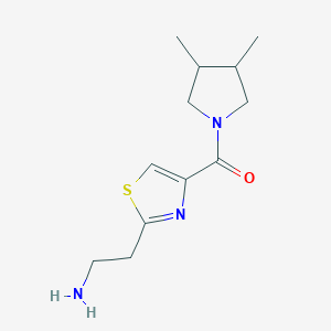 molecular formula C12H19N3OS B13260086 2-[4-(3,4-Dimethylpyrrolidine-1-carbonyl)-1,3-thiazol-2-yl]ethan-1-amine 