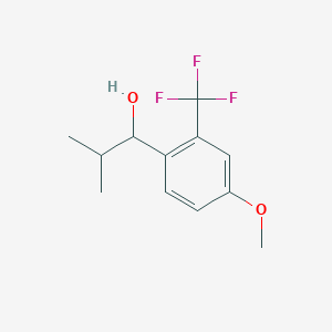 molecular formula C12H15F3O2 B13260087 1-[4-Methoxy-2-(trifluoromethyl)phenyl]-2-methylpropan-1-ol 