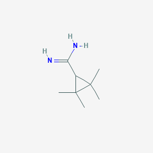 molecular formula C8H16N2 B13260176 2,2,3,3-Tetramethylcyclopropanecarboximidamide 