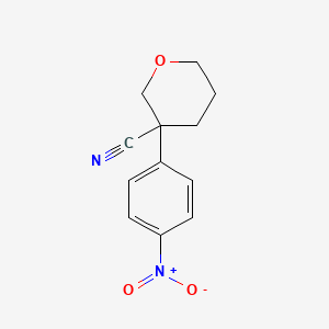 molecular formula C12H12N2O3 B13260193 3-(4-Nitrophenyl)oxane-3-carbonitrile 