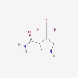 molecular formula C6H9F3N2O B13260215 4-(Trifluoromethyl)pyrrolidine-3-carboxamide 