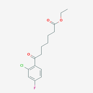 molecular formula C15H18ClFO3 B1326031 Ethyl 7-(2-chloro-4-fluorophenyl)-7-oxoheptanoate CAS No. 951886-28-5