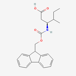 molecular formula C22H25NO4 B13260311 (3S)-3-((((9H-Fluoren-9-YL)methoxy)carbonyl)amino)-4-methylhexanoicacid 