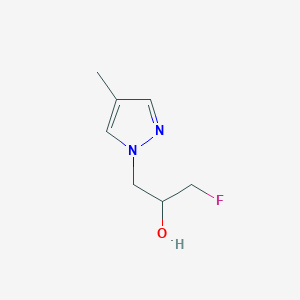 molecular formula C7H11FN2O B13260345 1-Fluoro-3-(4-methyl-1H-pyrazol-1-yl)propan-2-ol 