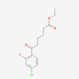 molecular formula C14H16ClFO3 B1326035 6-(4-氯-2-氟苯基)-6-氧代己酸乙酯 CAS No. 951886-40-1
