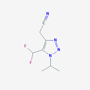 molecular formula C8H10F2N4 B13260357 2-[5-(Difluoromethyl)-1-(propan-2-yl)-1H-1,2,3-triazol-4-yl]acetonitrile 