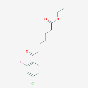 molecular formula C15H18ClFO3 B1326036 Ethyl 7-(4-chloro-2-fluorophenyl)-7-oxoheptanoate CAS No. 951886-43-4