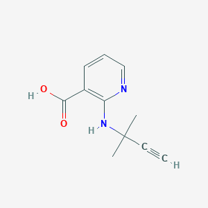 molecular formula C11H12N2O2 B13260477 2-[(2-Methylbut-3-yn-2-yl)amino]pyridine-3-carboxylic acid 