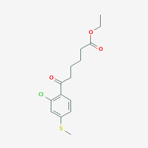 molecular formula C15H19ClO3S B1326049 6-(2-氯-4-(甲硫基)苯基)-6-氧代己酸乙酯 CAS No. 951886-93-4