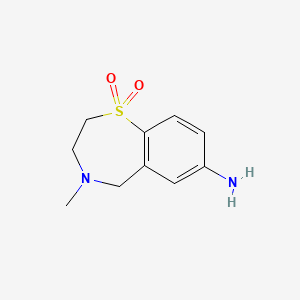 molecular formula C10H14N2O2S B13260507 7-Amino-4-methyl-2,3,4,5-tetrahydro-1,4-benzothiazepine-1,1-dione 