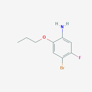 molecular formula C9H11BrFNO B13260529 4-Bromo-5-fluoro-2-propoxyaniline 