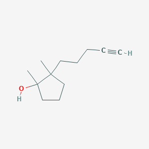 molecular formula C12H20O B13260595 1,2-Dimethyl-2-(pent-4-yn-1-yl)cyclopentan-1-ol 