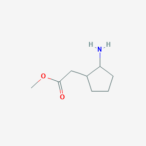 molecular formula C8H15NO2 B13260618 Methyl 2-(2-aminocyclopentyl)acetate 